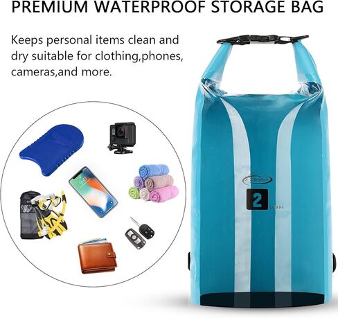 حقيبة AiRunTech الجافة مقاومة للماء، حقائب عائمة وخفيفة الوزن للتجديف بالكاياك وركوب القوارب وصيد الأسماك والسباحة والتخييم مع حقيبة خصر مقاومة للماء وحقيبة هاتف in Kuwait