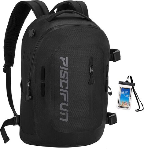 حقيبة ظهر مقاومة للماء من Piscifun، حقيبة جافة من مادة TPU سعة 20 لتر/30 لتر مع حافظة هاتف، حقيبة عائمة مقاومة للماء مع سحاب محكم، أسود، رمادي in Kuwait