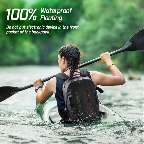 حقيبة ظهر مقاومة للماء من Piscifun، حقيبة جافة من مادة TPU سعة 20 لتر/30 لتر مع حافظة هاتف، حقيبة عائمة مقاومة للماء مع سحاب محكم، أسود، رمادي in Kuwait