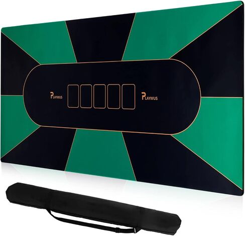 48 x 24 Inch Poker Mat, Smooth & Easy Cleaning Foldable Poker Table Top with Storage Bag, Non-Slip Rubber Texas Hold'em Poker Mat for Table for Blackjack, Casino, Gambling Games (Green) in Saudi Arabia