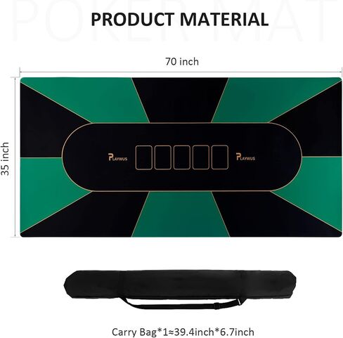 48 x 24 Inch Poker Mat, Smooth & Easy Cleaning Foldable Poker Table Top with Storage Bag, Non-Slip Rubber Texas Hold'em Poker Mat for Table for Blackjack, Casino, Gambling Games (Green) in Saudi Arabia