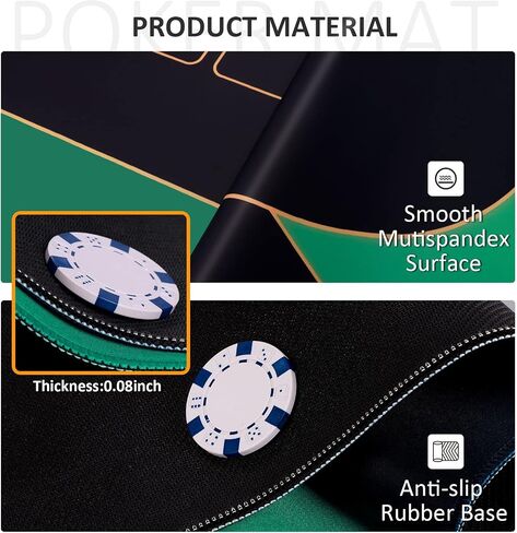 48 x 24 Inch Poker Mat, Smooth & Easy Cleaning Foldable Poker Table Top with Storage Bag, Non-Slip Rubber Texas Hold'em Poker Mat for Table for Blackjack, Casino, Gambling Games (Green) in Saudi Arabia