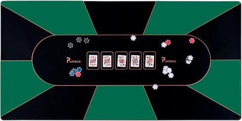 48 x 24 Inch Poker Mat, Smooth & Easy Cleaning Foldable Poker Table Top with Storage Bag, Non-Slip Rubber Texas Hold'em Poker Mat for Table for Blackjack, Casino, Gambling Games (Green) in Saudi Arabia