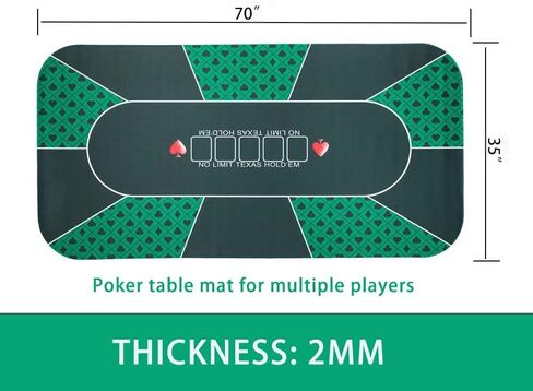 70x 35inch Professional Poker Mat, Portable Rubber Waterproof Poker mat for Table 8 Player Layout with Carry Bag for Any Table Game Like Blackjack (Green) in Saudi Arabia