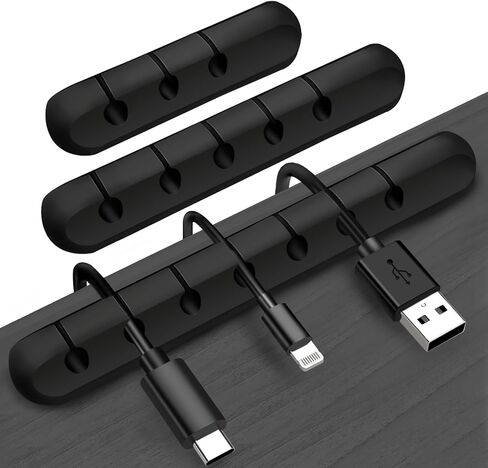 حامل سلك للمكتب، منظم سلك شحن لاصق قوي للمكتب، 3 حزم مشابك سلك لكابل USB، مشابك كابل لسلك الطاقة وسلك كابل الماوس والكمبيوتر المكتبي والمنزل (أسود) in Kuwait