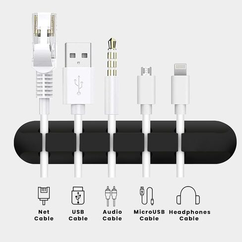 حامل سلك للمكتب، منظم سلك شحن لاصق قوي للمكتب، 3 حزم مشابك سلك لكابل USB، مشابك كابل لسلك الطاقة وسلك كابل الماوس والكمبيوتر المكتبي والمنزل (أسود) in Kuwait