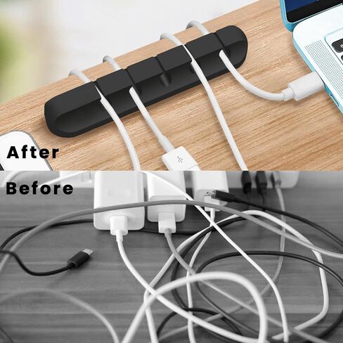 حامل سلك للمكتب، منظم سلك شحن لاصق قوي للمكتب، 3 حزم مشابك سلك لكابل USB، مشابك كابل لسلك الطاقة وسلك كابل الماوس والكمبيوتر المكتبي والمنزل (أسود) in Kuwait