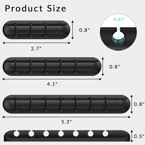 حامل سلك للمكتب، منظم سلك شحن لاصق قوي للمكتب، 3 حزم مشابك سلك لكابل USB، مشابك كابل لسلك الطاقة وسلك كابل الماوس والكمبيوتر المكتبي والمنزل (أسود) in Kuwait