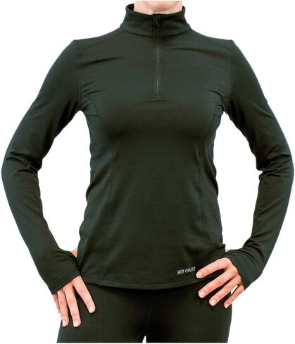 Hot Chillys Women's Micro-Elite Chamois Solid Zip-T Midweight Body Fit Base Layer in Saudi Arabia