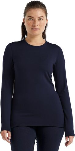 سترة نسائية من Icebreaker Merino بأكمام طويلة 260 Tech ذات طبقة أساسية، مقاس صغير، كحلي منتصف الليل in Kuwait