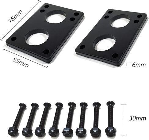 عجلات لوح تزلج 70 مم عجلات تزلج 80 أمبير مع محامل وفواصل ABEC-9، أداة لوح التزلج، وسادات رفع لوح التزلج، ومسامير براغي لأجهزة لوح التزلج، مناسبة لألواح التزلج الطويلة - أسود in Kuwait