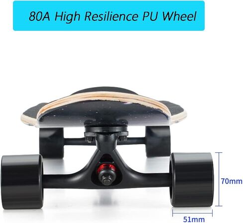 عجلات لوح تزلج 70 مم عجلات تزلج 80 أمبير مع محامل وفواصل ABEC-9، أداة لوح التزلج، وسادات رفع لوح التزلج، ومسامير براغي لأجهزة لوح التزلج، مناسبة لألواح التزلج الطويلة - أسود in Kuwait