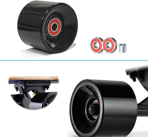 عجلات لوح تزلج 70 مم عجلات تزلج 80 أمبير مع محامل وفواصل ABEC-9، أداة لوح التزلج، وسادات رفع لوح التزلج، ومسامير براغي لأجهزة لوح التزلج، مناسبة لألواح التزلج الطويلة - أسود in Kuwait