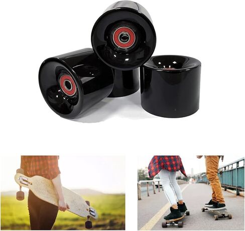 عجلات لوح تزلج 70 مم عجلات تزلج 80 أمبير مع محامل وفواصل ABEC-9، أداة لوح التزلج، وسادات رفع لوح التزلج، ومسامير براغي لأجهزة لوح التزلج، مناسبة لألواح التزلج الطويلة - أسود in Kuwait
