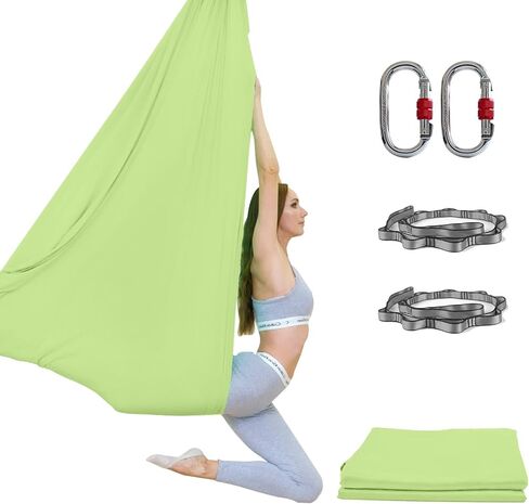 أرجوحة اليوجا الهوائية 5 متر من PRIOR FITNESS، مجموعة أرجوحة اليوجا من النايلون الفاخر من نسيج الحرير الجوي، ملحق حزام اليوجا مع حلقة تسلق، سلسلة ديزي لكمال الأجسام، التمرين، داخلي، خارجي، قوس قزح in Saudi Arabia