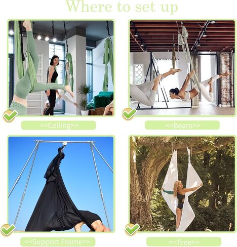 أرجوحة اليوجا الهوائية 5 متر من PRIOR FITNESS، مجموعة أرجوحة اليوجا من النايلون الفاخر من نسيج الحرير الجوي، ملحق حزام اليوجا مع حلقة تسلق، سلسلة ديزي لكمال الأجسام، التمرين، داخلي، خارجي، قوس قزح in Saudi Arabia