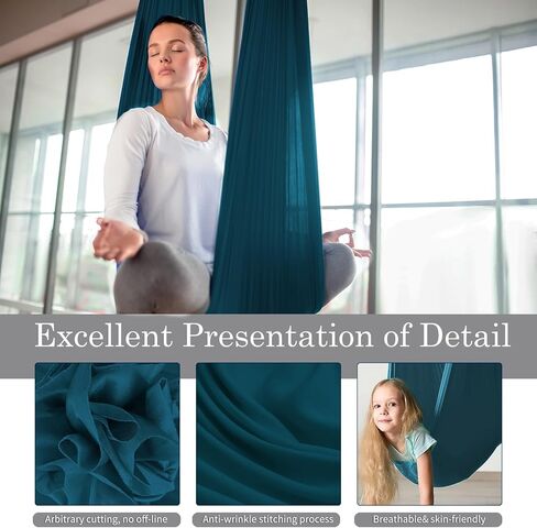 أرجوحة اليوجا الهوائية 5 متر من PRIOR FITNESS، مجموعة أرجوحة اليوجا من النايلون الفاخر من نسيج الحرير الجوي، ملحق حزام اليوجا مع حلقة تسلق، سلسلة ديزي لكمال الأجسام، التمرين، داخلي، خارجي، قوس قزح in Kuwait