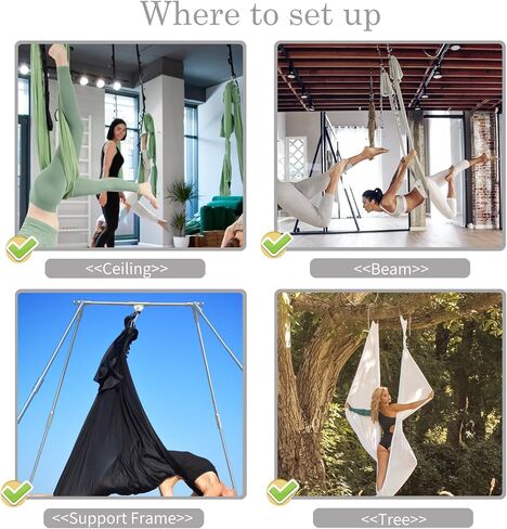 أرجوحة اليوجا الهوائية 5 متر من PRIOR FITNESS، مجموعة أرجوحة اليوجا من النايلون الفاخر من نسيج الحرير الجوي، ملحق حزام اليوجا مع حلقة تسلق، سلسلة ديزي لكمال الأجسام، التمرين، داخلي، خارجي، قوس قزح in Kuwait