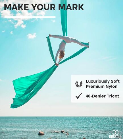 Aurora PRO Aerial Silks + Yoga Hammock (Full Rigging Hardware) Safety CE Certified - 100% Premium Nylon in 40 Denier in Saudi Arabia