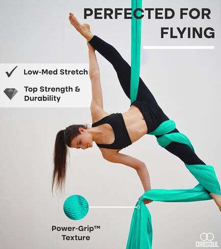 Aurora PRO Aerial Silks + Yoga Hammock (Full Rigging Hardware) Safety CE Certified - 100% Premium Nylon in 40 Denier in Saudi Arabia