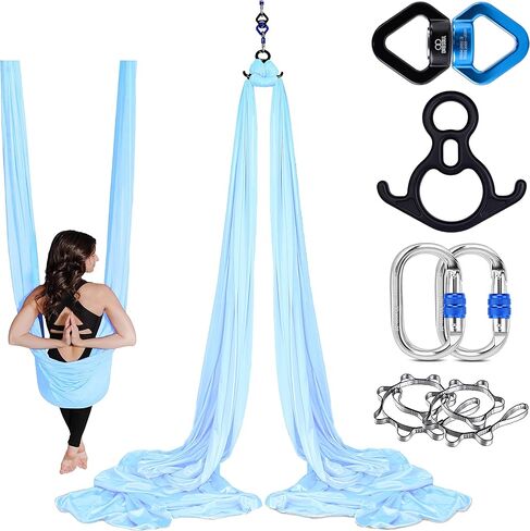 Aurora PRO Aerial Silks + Yoga Hammock (Full Rigging Hardware) Safety CE Certified - 100% Premium Nylon in 40 Denier in Saudi Arabia