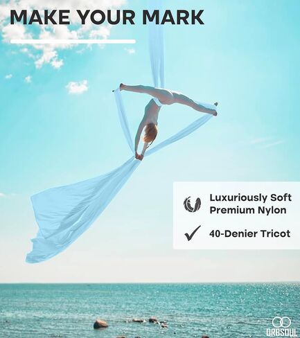 Aurora PRO Aerial Silks + Yoga Hammock (Full Rigging Hardware) Safety CE Certified - 100% Premium Nylon in 40 Denier in Saudi Arabia