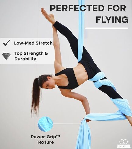 Aurora PRO Aerial Silks + Yoga Hammock (Full Rigging Hardware) Safety CE Certified - 100% Premium Nylon in 40 Denier in Saudi Arabia