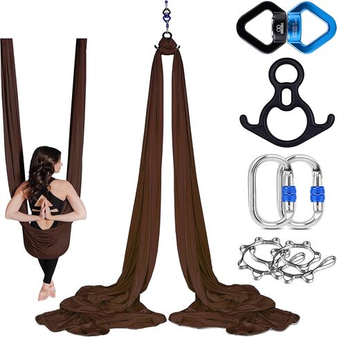 Aurora PRO Aerial Silks + Yoga Hammock (Full Rigging Hardware) Safety CE Certified - 100% Premium Nylon in 40 Denier in Saudi Arabia