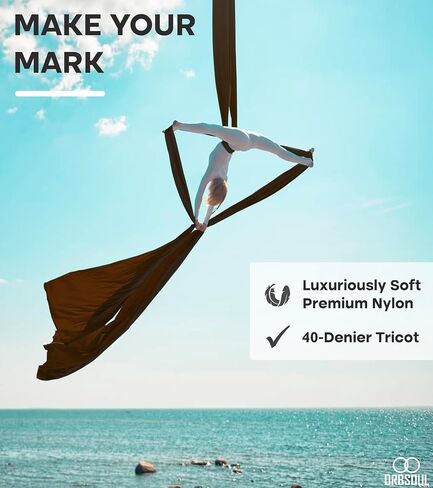 Aurora PRO Aerial Silks + Yoga Hammock (Full Rigging Hardware) Safety CE Certified - 100% Premium Nylon in 40 Denier in Saudi Arabia