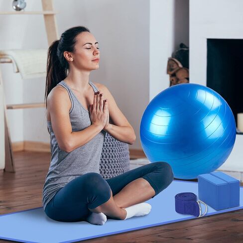 Yoga Mat Set for Beginners,Yoga Mat with Carrying Strap,Yoga Blocks 2 Pack with Yoga Strap,Yoga Ball,Ankle Puller,11-Piece Yoga Kits and Sets for Beginners,Yoga Starter Kit for Women Men in Kuwait