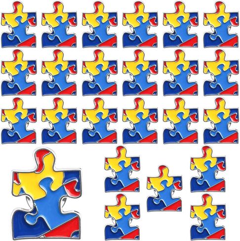 24 Pcs 1.38 Inch Autism Awareness Pin Lapel Pin Large Asperger Autism Awareness Accessories Autism Pin Buttons Puzzle Style,for Adult Teens Motivational Gifts Shirts and Jackets in Saudi Arabia