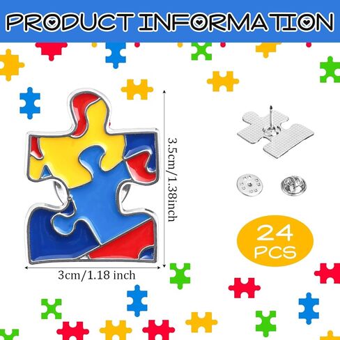 24 Pcs 1.38 Inch Autism Awareness Pin Lapel Pin Large Asperger Autism Awareness Accessories Autism Pin Buttons Puzzle Style,for Adult Teens Motivational Gifts Shirts and Jackets in Saudi Arabia