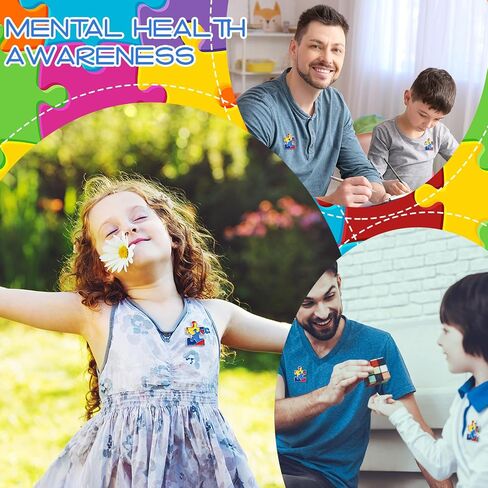24 Pcs 1.38 Inch Autism Awareness Pin Lapel Pin Large Asperger Autism Awareness Accessories Autism Pin Buttons Puzzle Style,for Adult Teens Motivational Gifts Shirts and Jackets in Saudi Arabia
