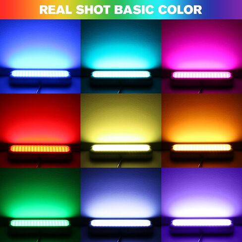 HUSUKU GT3 Boat RGB LED Light Underwater Marine Color Light Kit، جسم معدني بالكامل، 6000LM 12V 60W 72LED IP68 مقاوم للماء، تجميع لاسلكي والتحكم في المزامنة التلقائية، لليخوت/القارب/الرصيف/أضواء الصيد in Kuwait