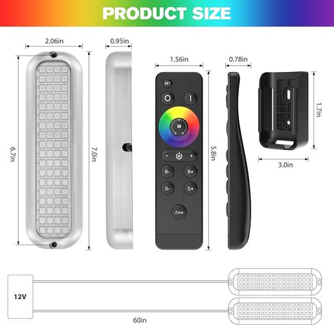 HUSUKU GT3 Boat RGB LED Light Underwater Marine Color Light Kit، جسم معدني بالكامل، 6000LM 12V 60W 72LED IP68 مقاوم للماء، تجميع لاسلكي والتحكم في المزامنة التلقائية، لليخوت/القارب/الرصيف/أضواء الصيد in Kuwait