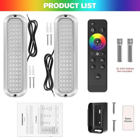 HUSUKU GT3 Boat RGB LED Light Underwater Marine Color Light Kit، جسم معدني بالكامل، 6000LM 12V 60W 72LED IP68 مقاوم للماء، تجميع لاسلكي والتحكم في المزامنة التلقائية، لليخوت/القارب/الرصيف/أضواء الصيد in Kuwait