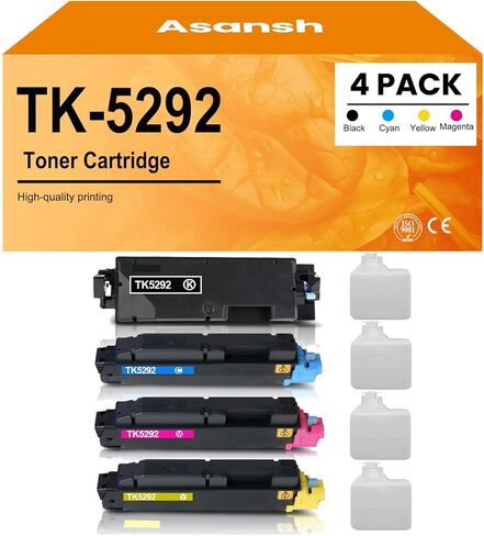 خرطوشة حبر معاد تصنيعها من ASANSH TK-5292 TK5292 TK-5292K TK-5292C TK-5292M TK-5292Y تستخدم لطابعة Kyocera ECOSYS P7240cdn (4 عبوات) in Kuwait