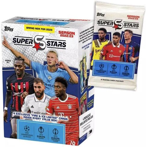 2023 Topps UEFA Champions League Superstars Soccer Factory Sealed Value Box, Blue in Saudi Arabia