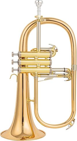 AUROSUS Flugelhorns FH 501G قوس جرس نحاسي ذهبي لمسة نهائية شديدة اللمعان حافة جرس معززة بالأسلاك 7C قطعة فم. in Kuwait