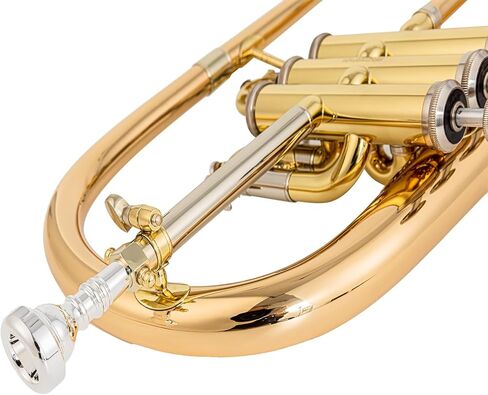 AUROSUS Flugelhorns FH 501G قوس جرس نحاسي ذهبي لمسة نهائية شديدة اللمعان حافة جرس معززة بالأسلاك 7C قطعة فم. in Kuwait