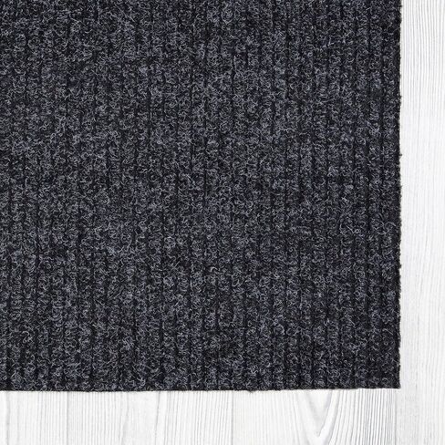 Ottomanson Scrabe Rib Collection Waterproof Non-Slip Rubberback Solid Design 2x6 Indoor/Outdoor Runner Rug, 2' x 6', Black in Saudi Arabia