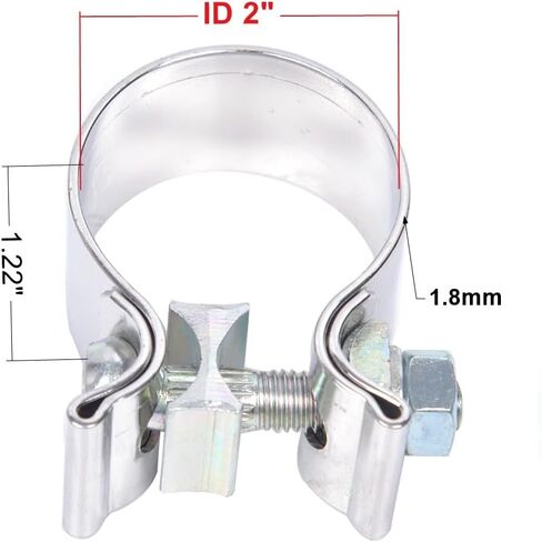 Emotor Universal 2 Inch Exhaust Narrow Clamp, Stainless Steel Short Lap Butt Clamp fits for OD 2 Inch Pipes in Kuwait