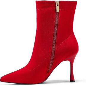 Elisabet Tang Ladies Dress Ankle boots 3.5IN Pointed toe - Mid Heel Stiletto Work Booties for Women Trendy Short Boots