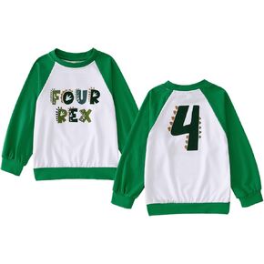 Toddler Boy Birthday Outfit Birthday Long Sleeve Shirt Rex Letter Printed Number Print On The Back Fall Clothes
