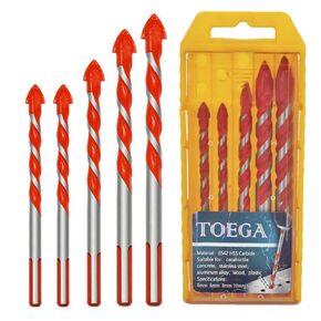Concrete Drill bits Masonry Drill bit Set Best for Glass/Brick/Plastic/Cement/Wood/Tile/Etc Drill Bit for Ceramic Pots Orange（5Pcs）