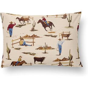 Sweet Jojo Designs Tan Brown Western Cowboy Boy Toddler Pillow with Pillowcase 13 x 18 in. Small Airplane Travel Essentials Must Haves Sleeping Pets Kids Bed Wild West Country South Horse Cow Animal