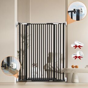56.69" Extra Tall Cat Gate for Doorways, 29.5"-40.5" Auto Close Durable Cat Gate Indoor for Stairs, Doorways and Hallways, No Drilling Pressure Mount Kit Cat Barrier with 4 Wall Cups, White