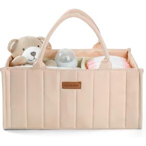 Baby Diaper Caddy Organizer,Baby Basket for Baby Shower, Nursery Storage Basket and Car organizer for Diapers, Baby Registry Search Gift, Newborn Essentials Must Haves for Boys Girls(Khaki)