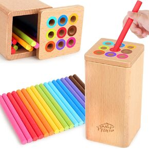 Montessori Toys for 1-3 Year Old: Wooden Learning Fine Motor Skills Toys for Toddlers , Color Sorting Fidget Sensory Toys for Toddlers 1-3, Object Permanence Box Babies Gifts One Two 12-24 month