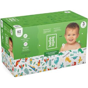 Hello Bello Diapers Club Box, Size 3 (14-24 lbs) Parrots and Dinos - 92 Count of Premium Disposable Baby Diapers, Hypoallergenic with Soft, Cloth-Like Feel